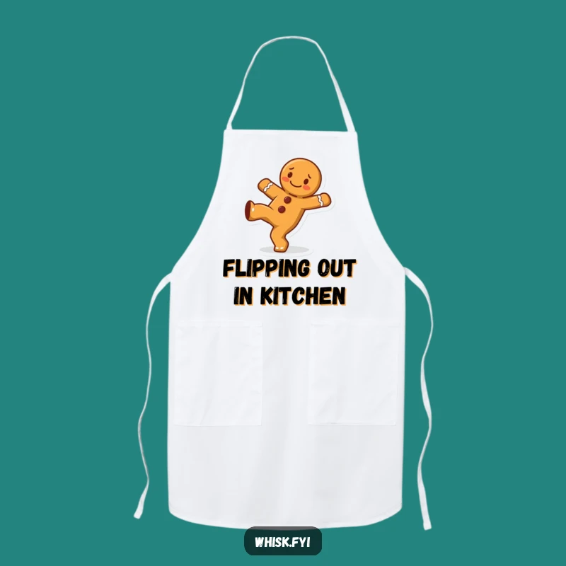 Funny Gingerbread Man Cartwheel Apron - Cheerful Baker, Kitchen Fun