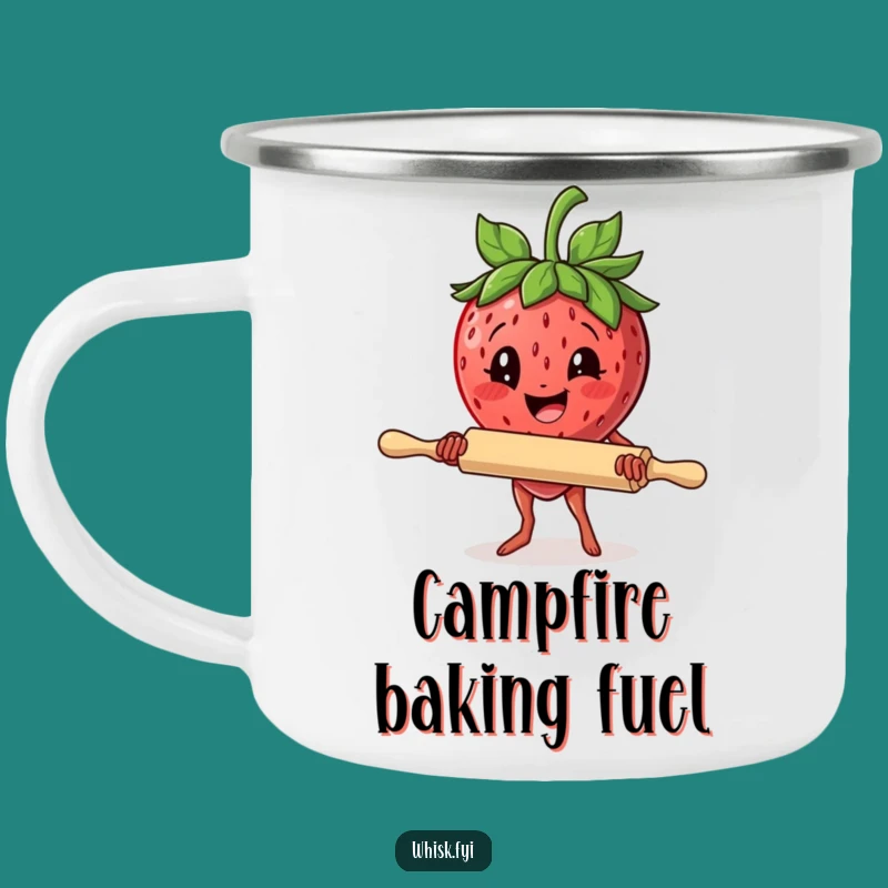 Funny Strawberry Rolling Pin Camping Mug: Determined Baking Adventures in the Great Outdoors