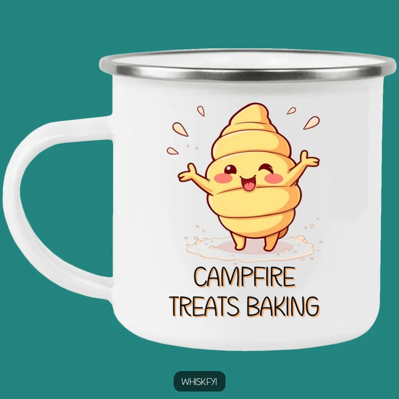 The Ultimate Funny Kawaii Croissant Camping Mug - Playful Baker Humor Gift