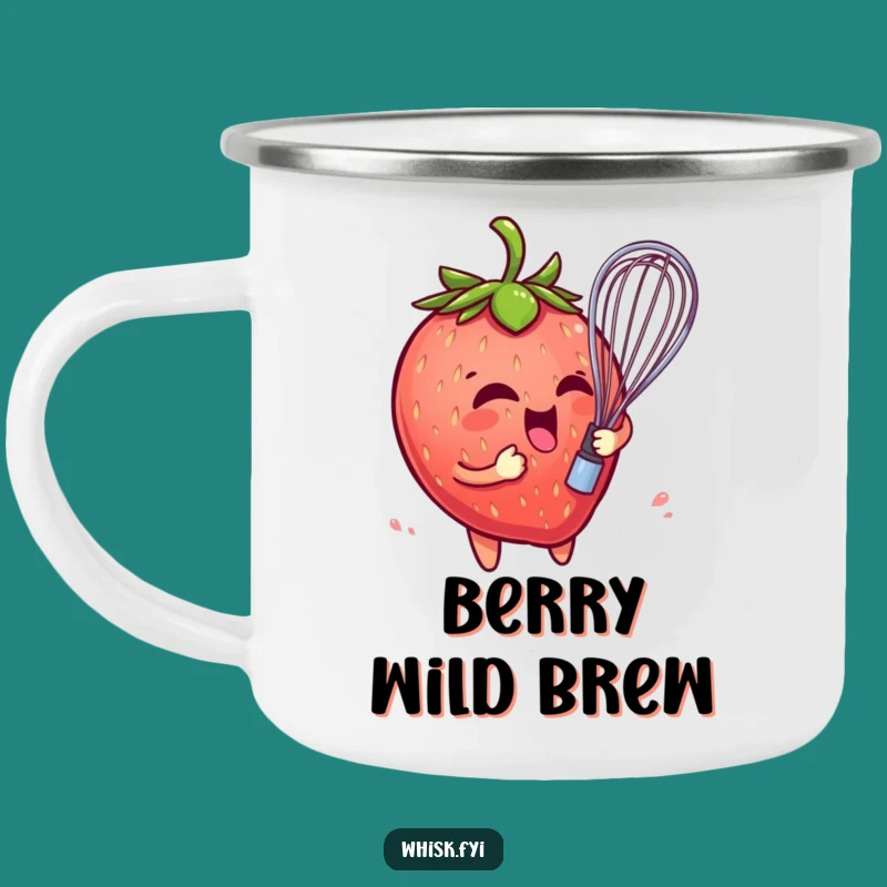 Funny Strawberry Whisk Camping Mug: Fruity Fun on the Go