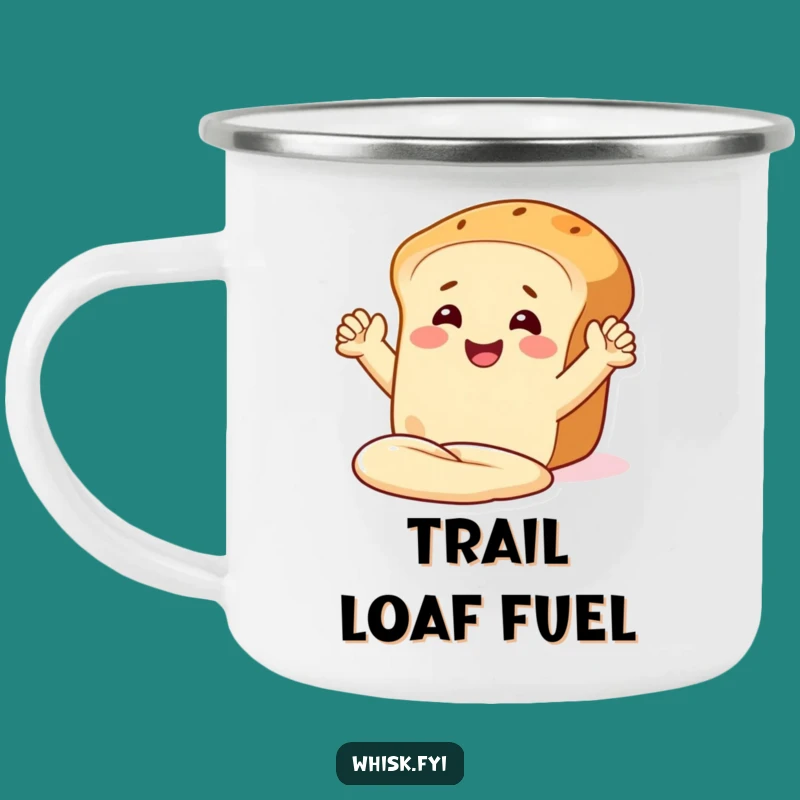 Funny Bread Kneading Camping Mug: Trail Mix & Laughs with a Smiling Loaf