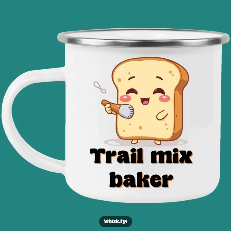 Funny Bread Baker Camping Mug: Giggling Slice Dusting Flour, Outdoor Humor Gift
