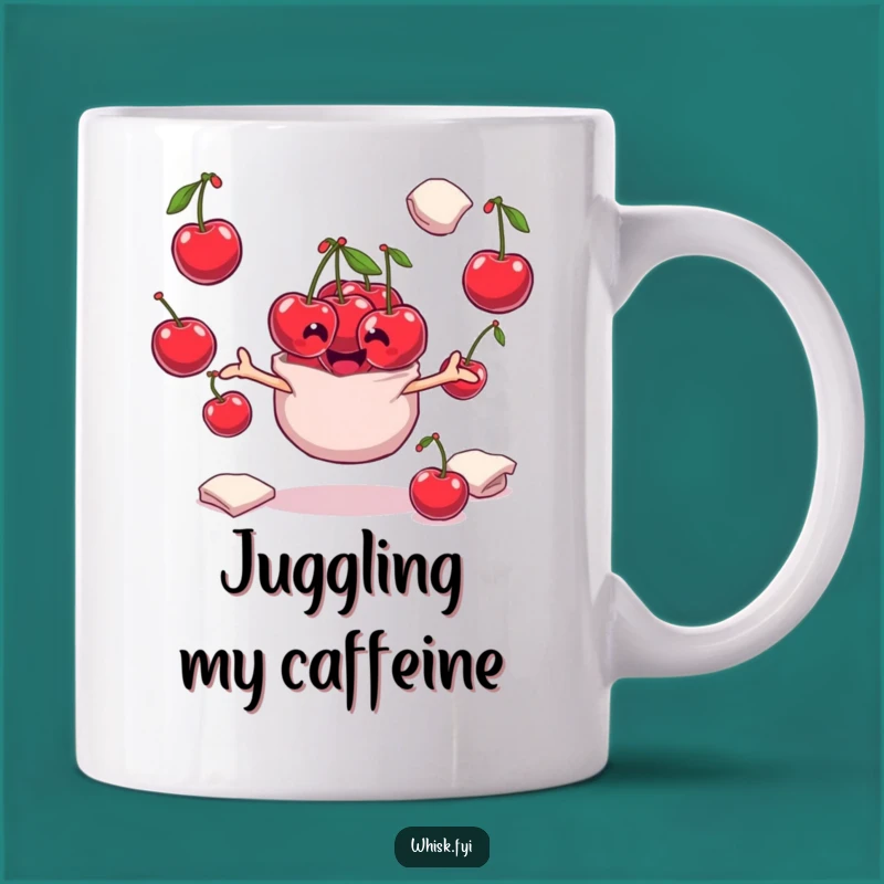 Funny Cherry Mugs - Playful Juggler Character, Baking Fun Gift