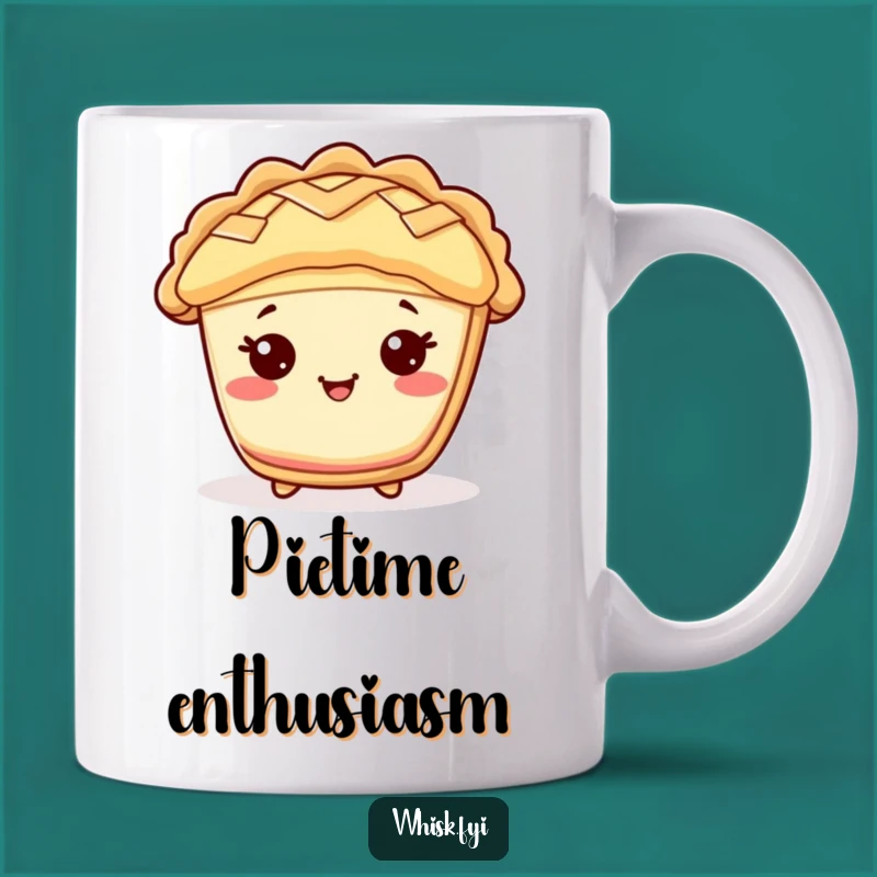 Funny Kawaii Pie Mug: Cheerful Lattice Top Character, Perfect Funny Gift