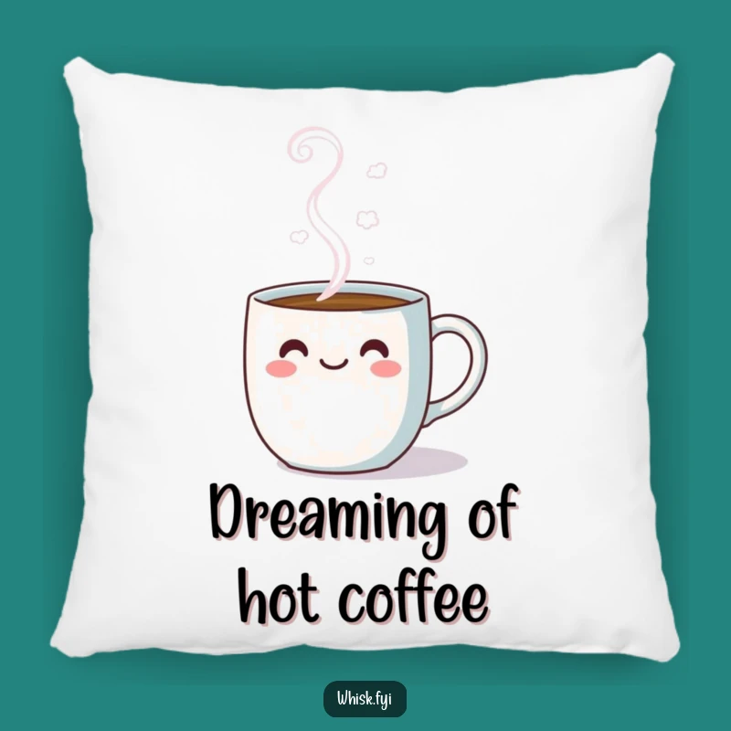 Comforting Funny Kawaii Pillow: Cheerful Steam Mug Accent