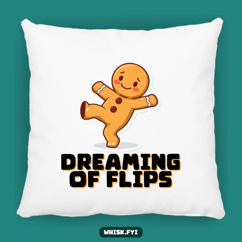 Funny Gingerbread Man Cartwheel Pillow - Cheerful Character, Cozy Fun