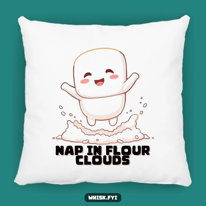 Funny Marshmallow Flour Pillow - Cozy Baking Humor Decor