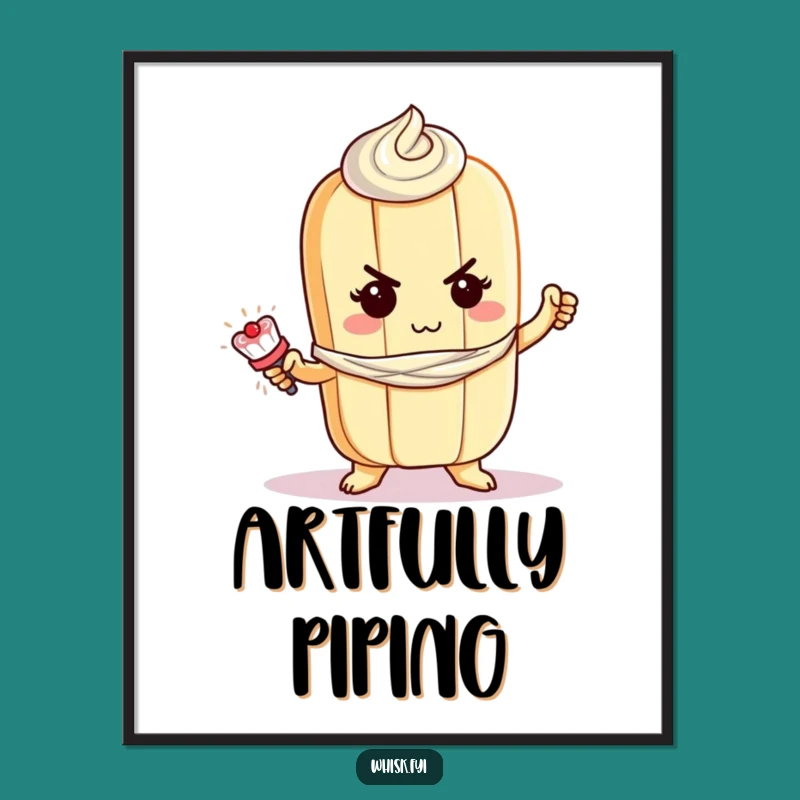 Funny Baguette Frosting Digital Art: Instant Baking Decor Download