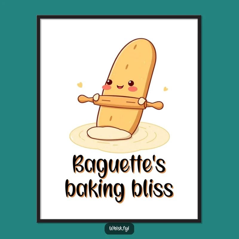Funny Gleeful Baguette Baking Digital Art - Baker Printable Gift