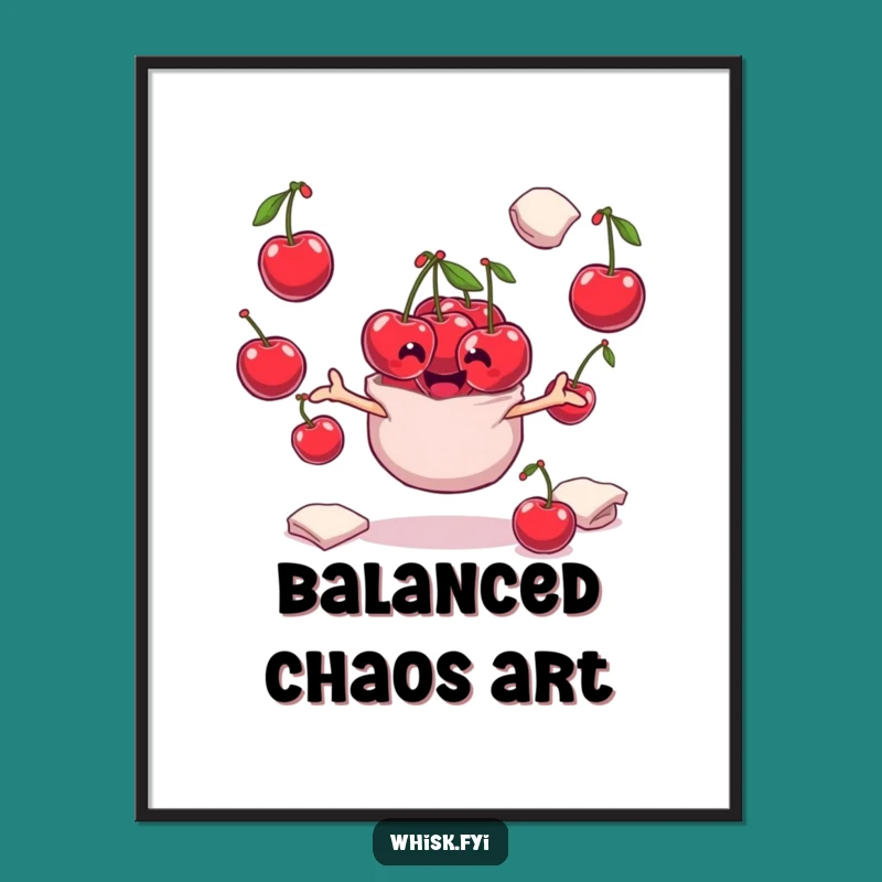 Funny Cherry Digital Art - Playful Juggler Character, Instant Baking Fun