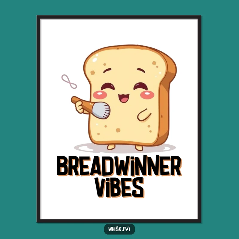 Funny Giggling Bread Art Print: Flour Dusting Baker, Instant Whimsical Decor Gift