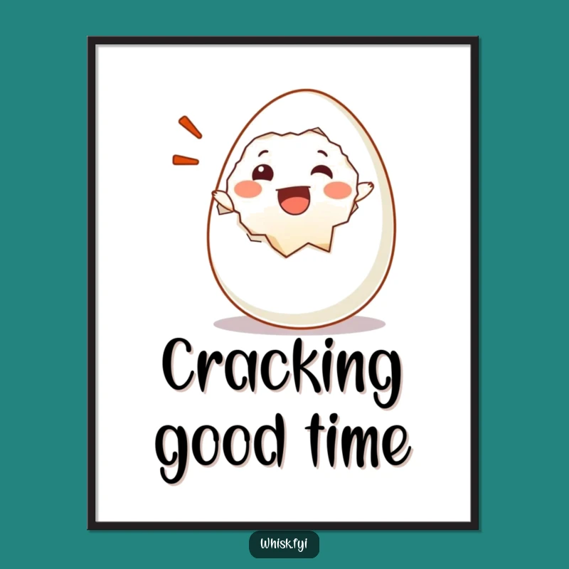 Funny Happy Egg Art Print - Hilarious Breakfast Digital Gift