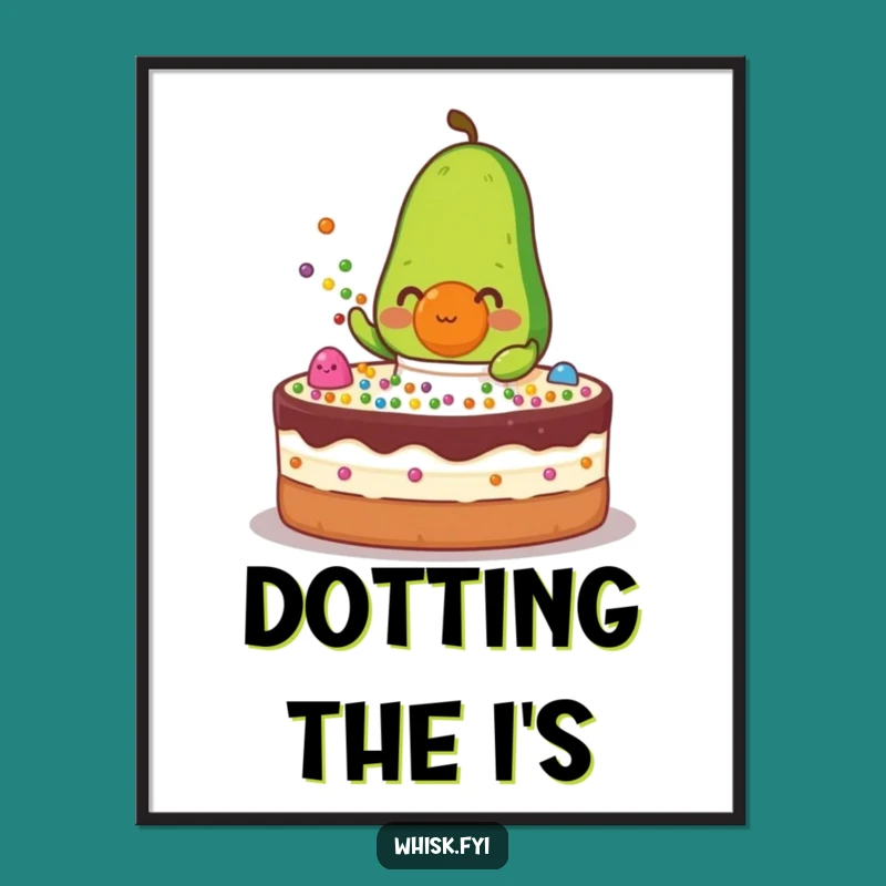 Funny Avocado Baker Digital Art - Cake Decorating Printable, Instant Funny Gift