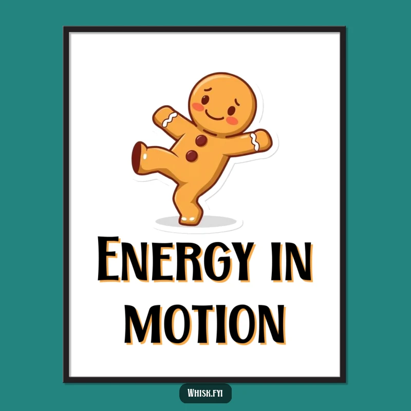 Funny Gingerbread Man Cartwheel Digital Art - Cheerful Character, Instant Fun