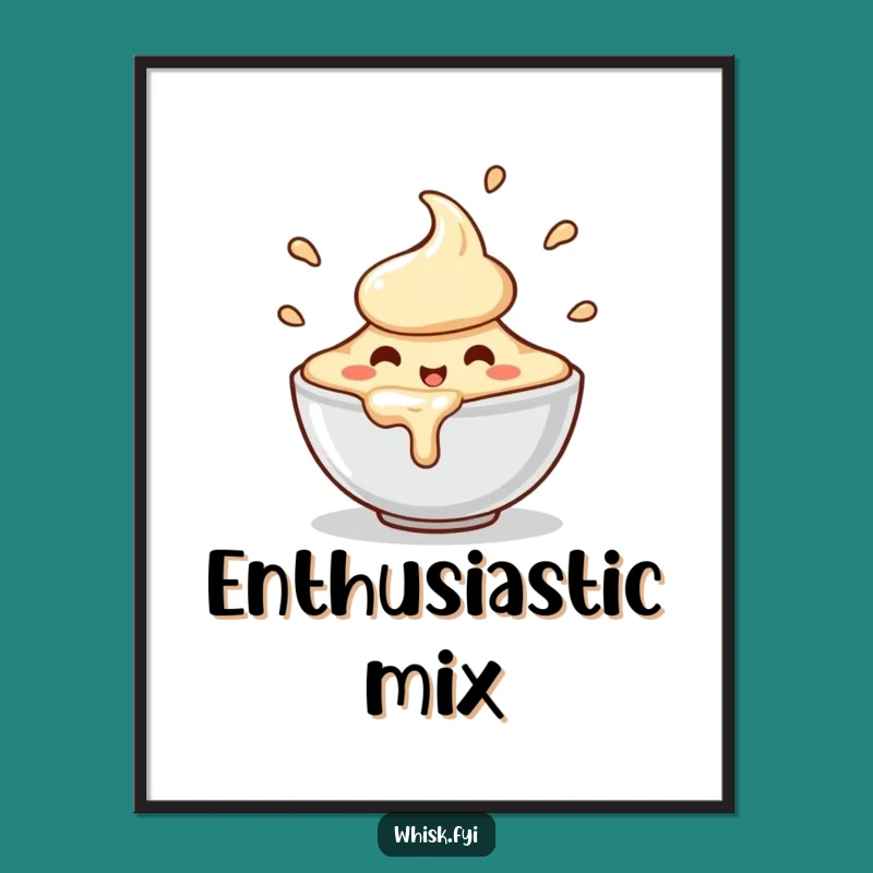 Funny Batter Bowl Digital Art - Enthusiastic Baking Print