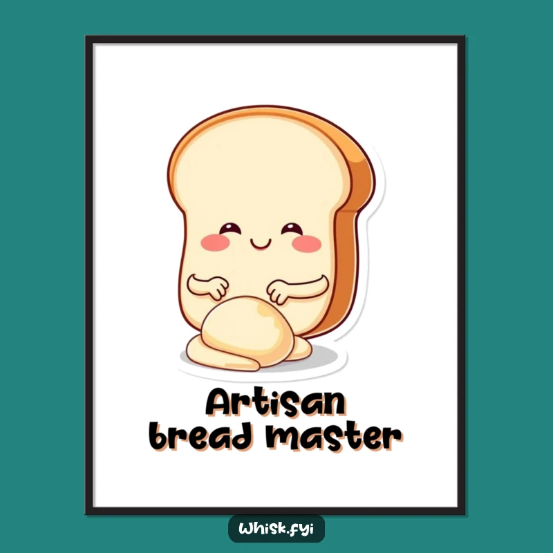 Funny Bread Kneading Digital Art Print: Whimsical Baker Decor Download Gift