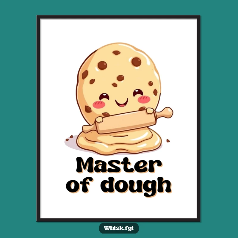 Funny Cookie Dough Rolling Digital Print - Whimsical Baking Wall Art Gift
