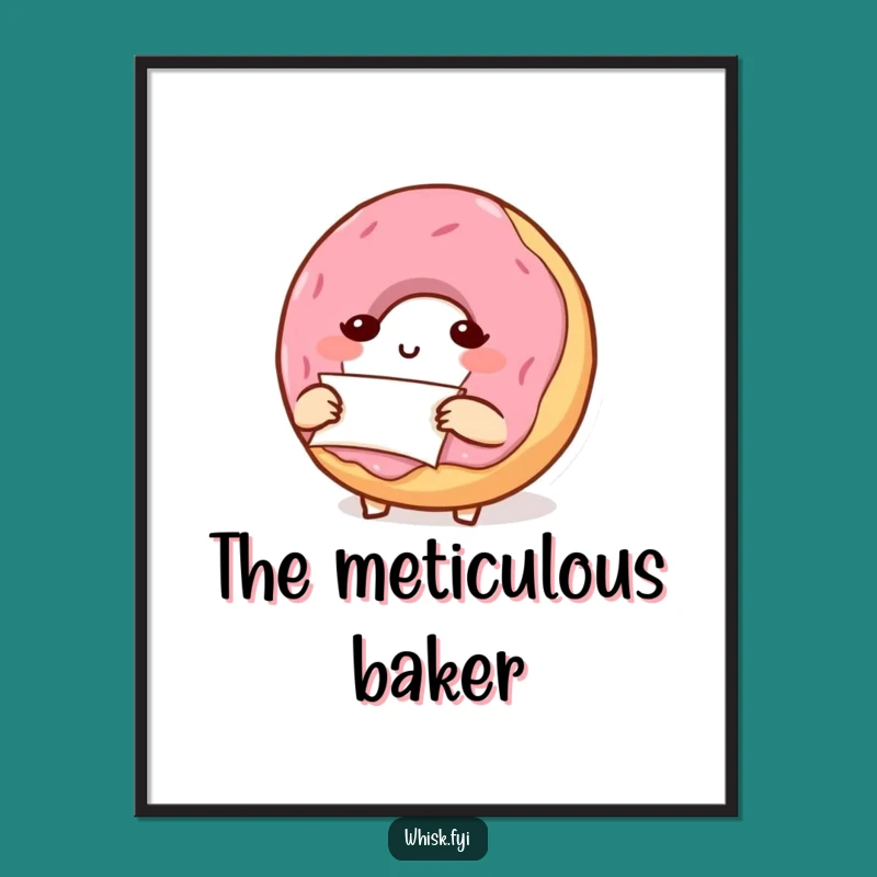 Funny Donut Folding Digital Art Print: Determined Baker Decor Download Gift