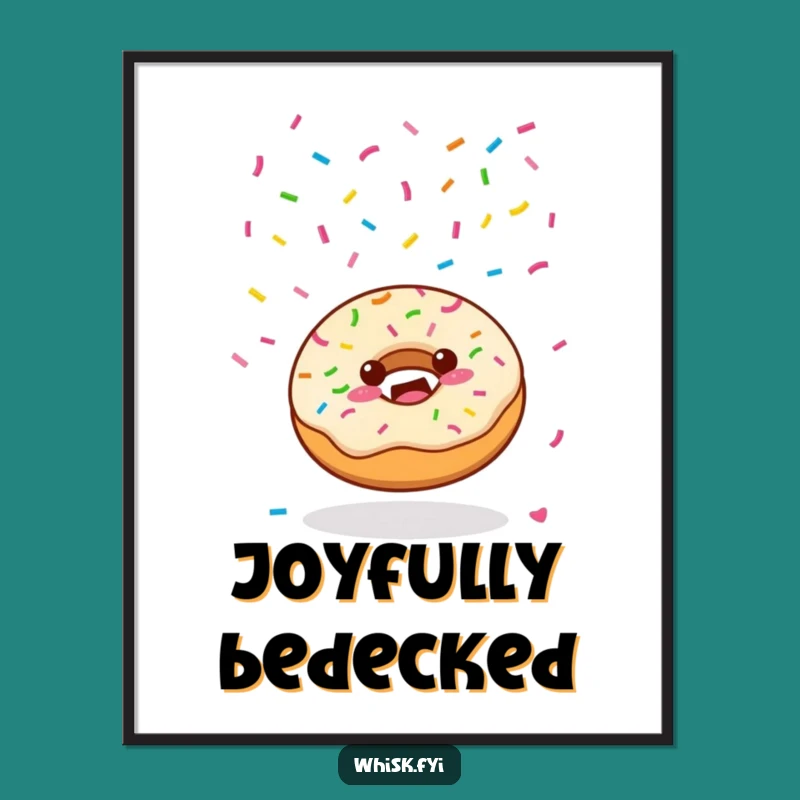 Funny Kawaii Donut Digital Art - Joyful Sprinkles Humor Gift Download