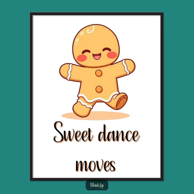 Funny Kawaii Gingerbread Digital Art: Giggling Jig Image, Instant Funny Gift