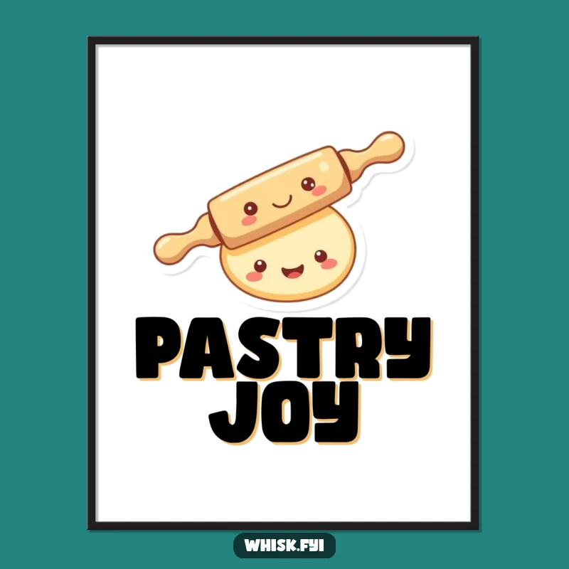Funny Kawaii Rolling Pin Digital Art: Baking Scene Print for Instant Joy