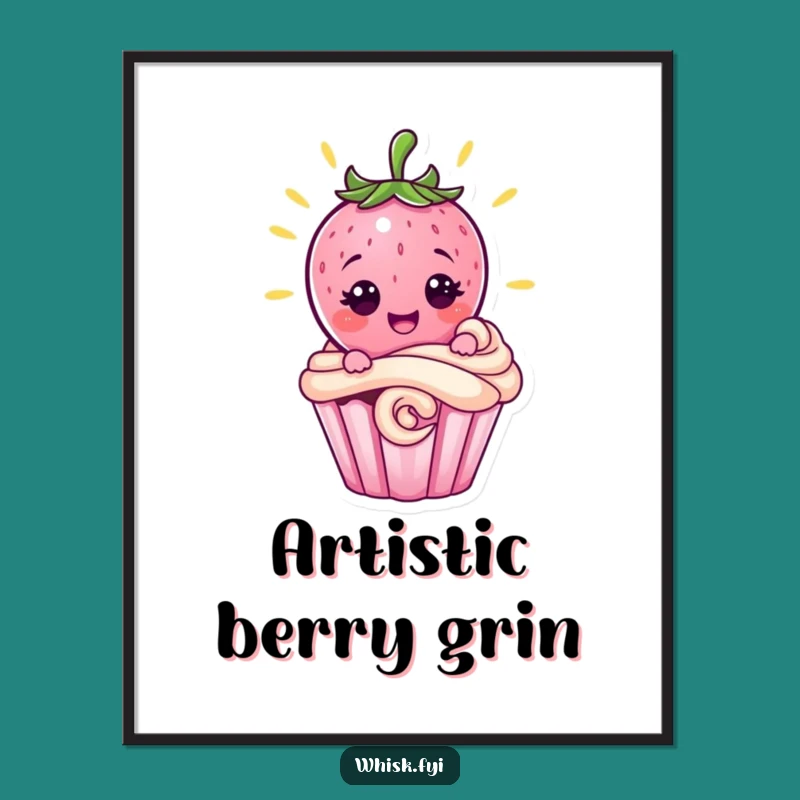 Funny Strawberry Decorating Cupcake Digital Art - Instant Baking Humor Download