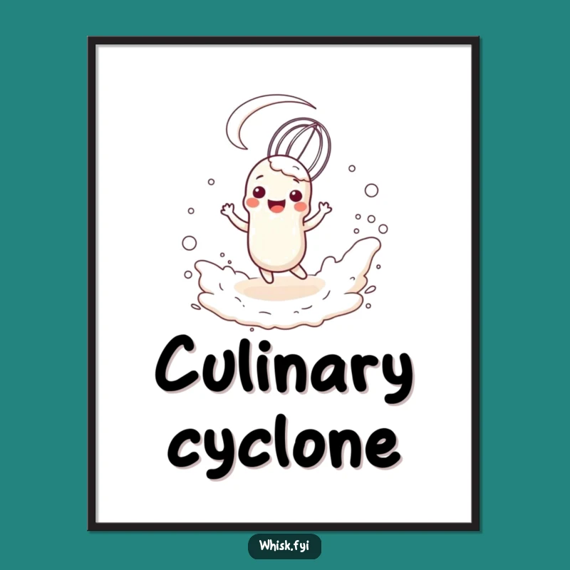 Funny Whisk Flour Cloud Digital Art Print: Joyful Baker Decor Download Gift