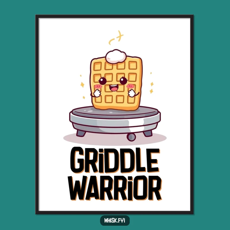 Funny Waffle Griddle Digital Art A Determined Breakfast Print Gift