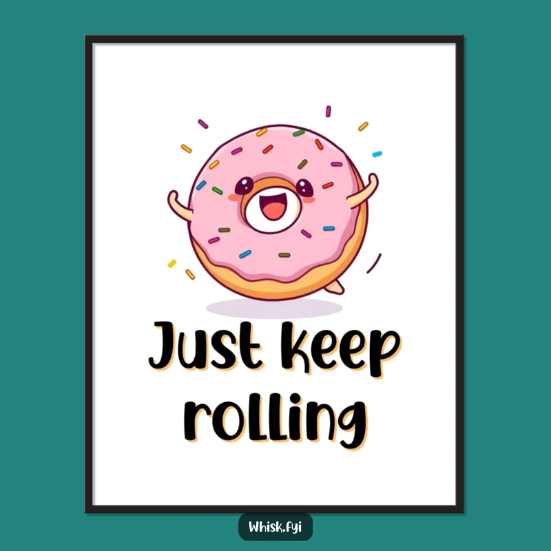 Funny Donut Rolling Digital Art: Instant Joy, Perfect Funny Gift for Art Lovers