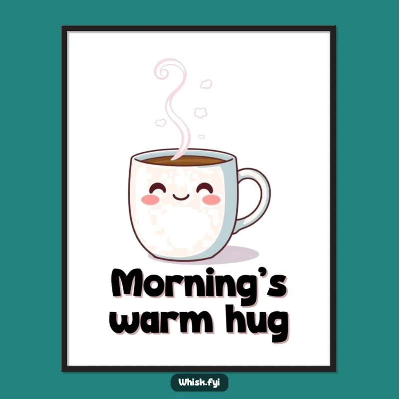 Funny Kawaii Digital Art: Cheerful Steam Mug for Instant Joy