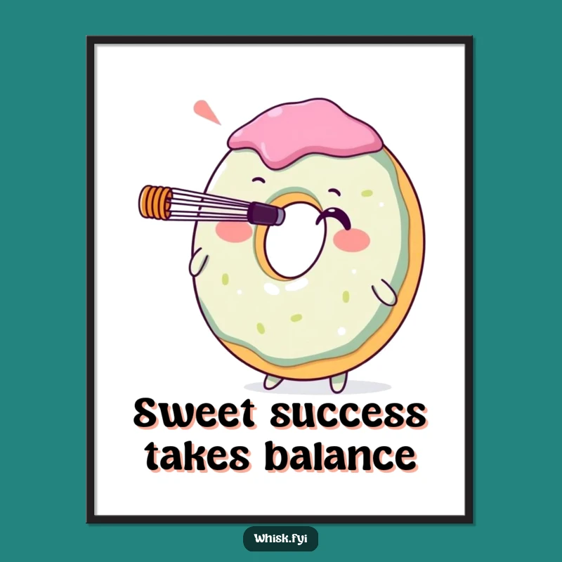 Funny Donut Whisk Nose Balance Digital Art: Instant Delightful Baking Humor for Your Walls