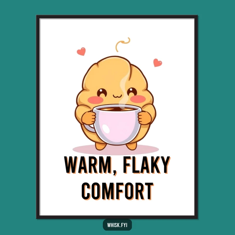 Funny Blushing Croissant Digital Art - Instant Warm & Hilarious Decor