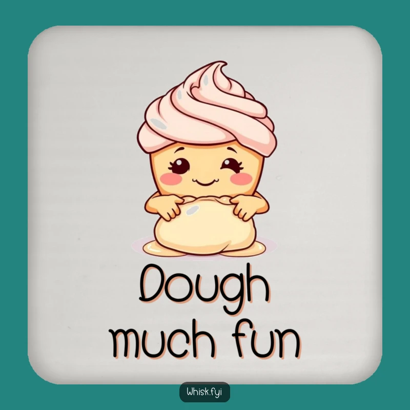 Funny Cupcake Baker Drink Coaster: Smiling Pastry Chef Kneading Dough Protector