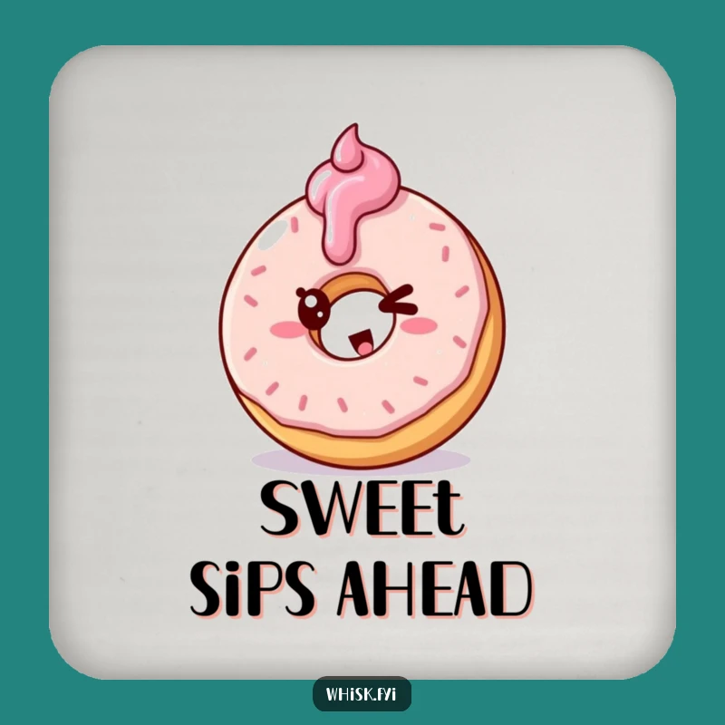 Funny Doughnut Frosting Drink Coaster - Mischievous Pastry Decor Gift