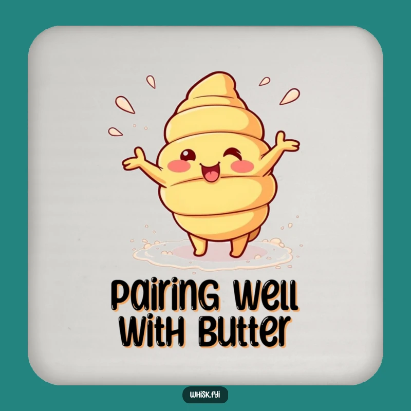 Funny Kawaii Croissant Drink Coaster - Playful Flour Toss Humor Gift