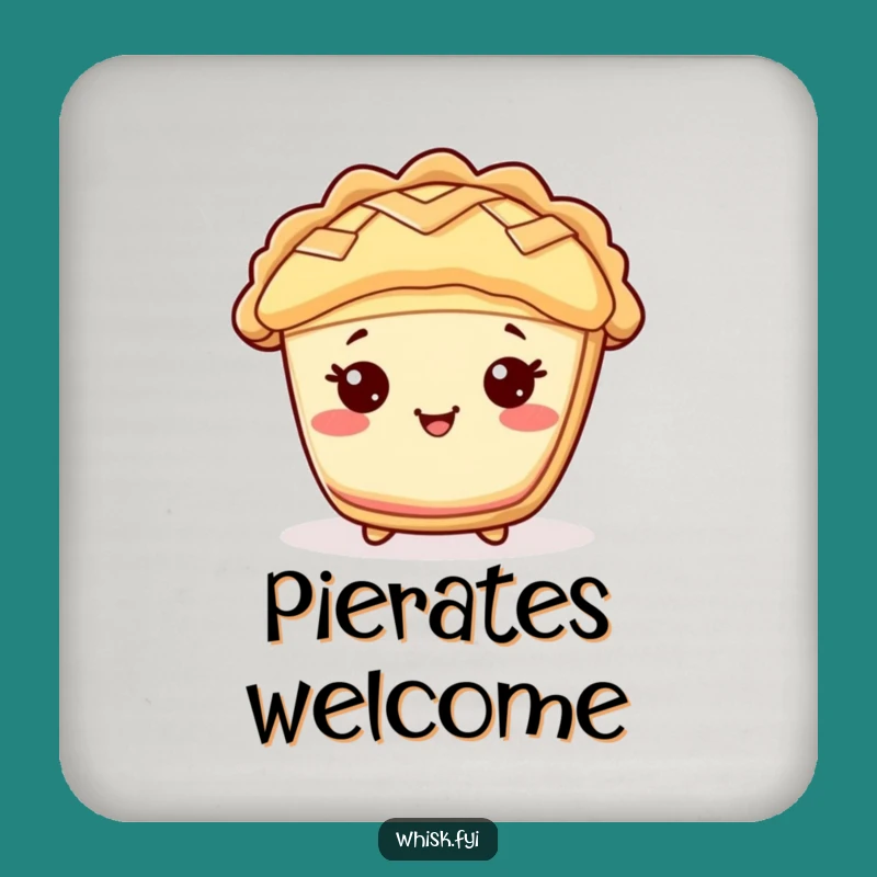 Funny Kawaii Pie Coaster: Cheerful Lattice Charm, Unique Funny Gift