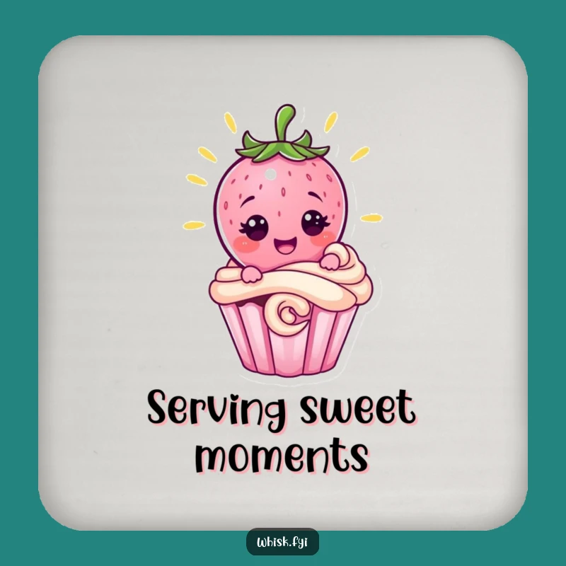 Funny Strawberry Cupcake Coaster Set - Protect Furniture with Baking Humor