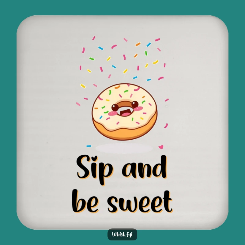 Funny Kawaii Donut Drink Coaster - Joyful Sprinkle Humor Gift