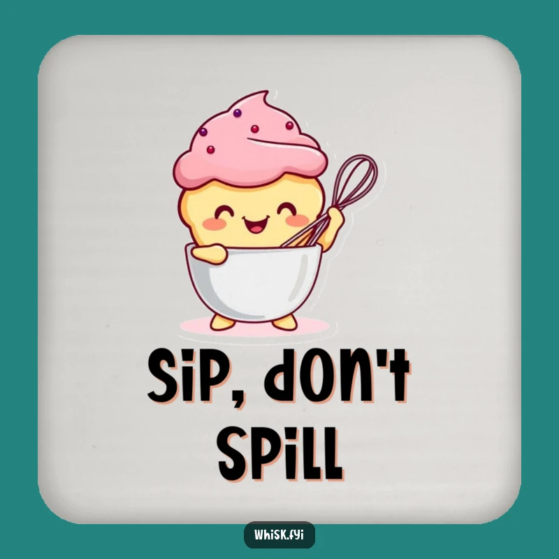 Funny Kawaii Muffin Coaster: Protects Surfaces with Baking Humor - Great Gift