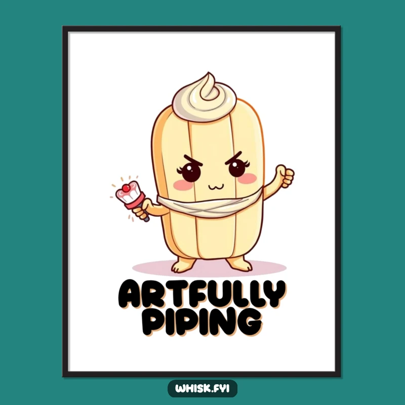 Funny Baguette Frosting Poster: Artistic Baking Decor