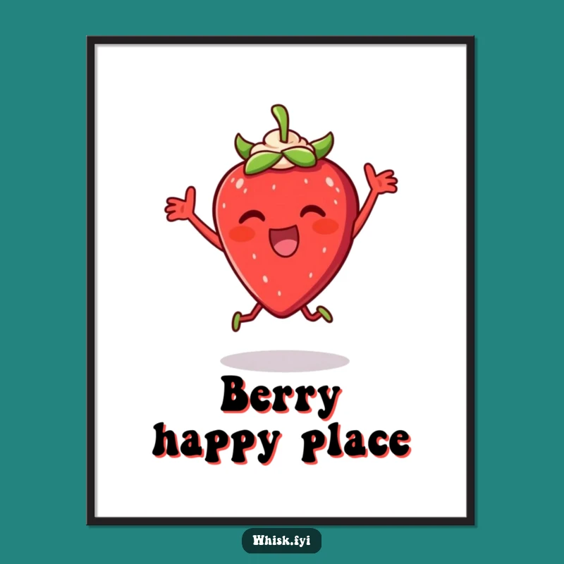 Funny Strawberry Cream Poster - Joyful Dessert Art for Humorous Spaces