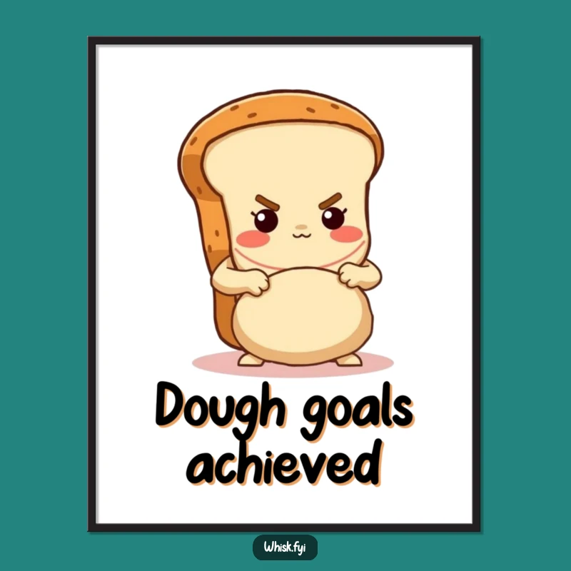 Funny Bread Loaf Kneading Poster - Inspiring Baking Art
