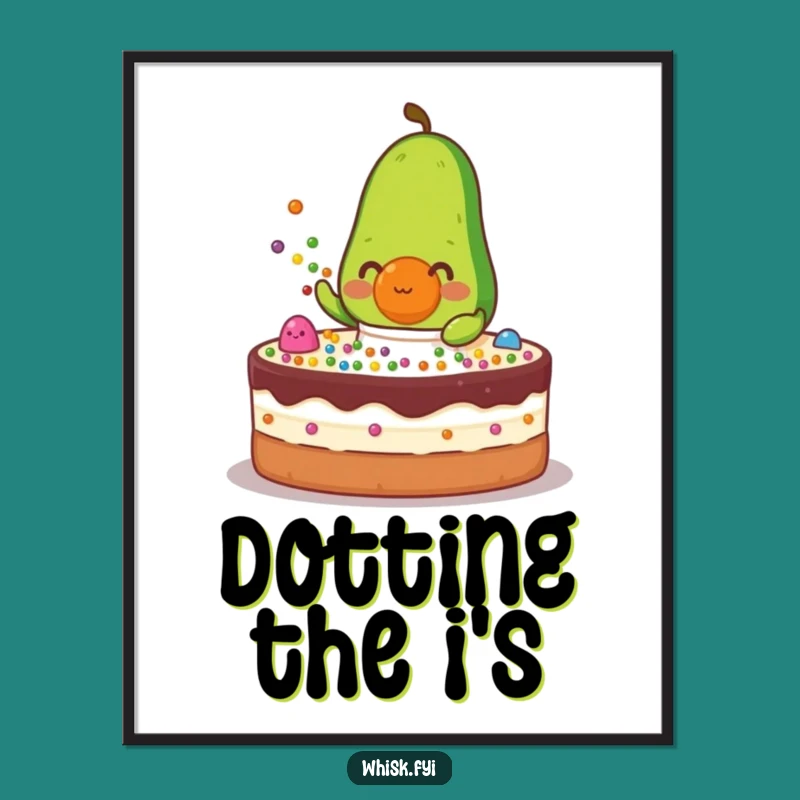 Funny Avocado Baker Poster - Cake Decorating Art, Hilarious Kitchen Decor