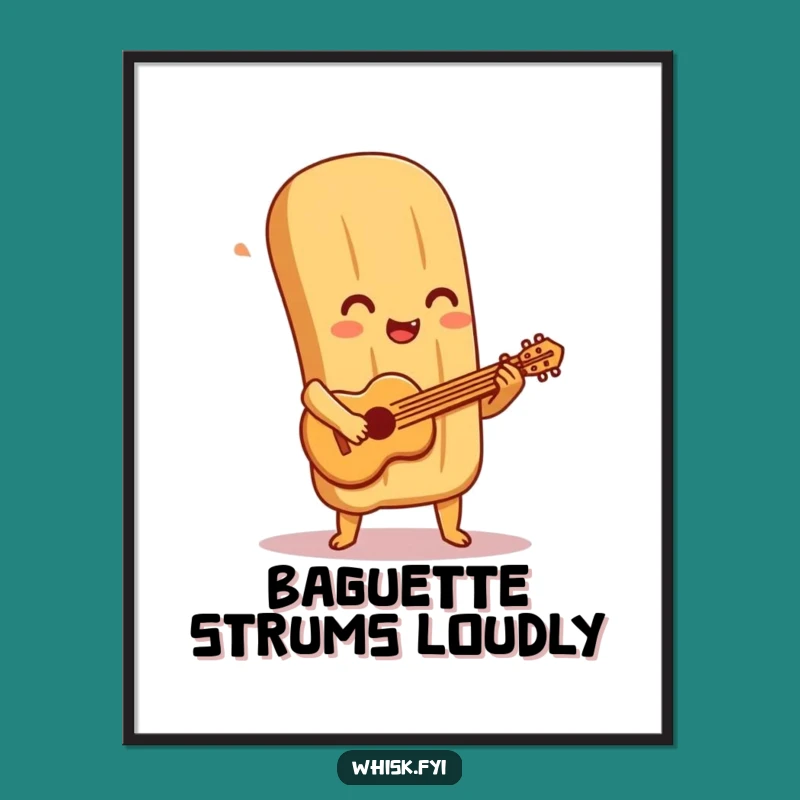 Funny Baguette Guitar Poster: Whimsical Art, Perfect Funny Gift for Wall Decor