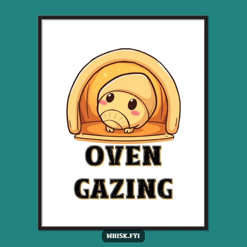 Funny Croissant Oven Poster: Whimsical Wall Art for Bakers