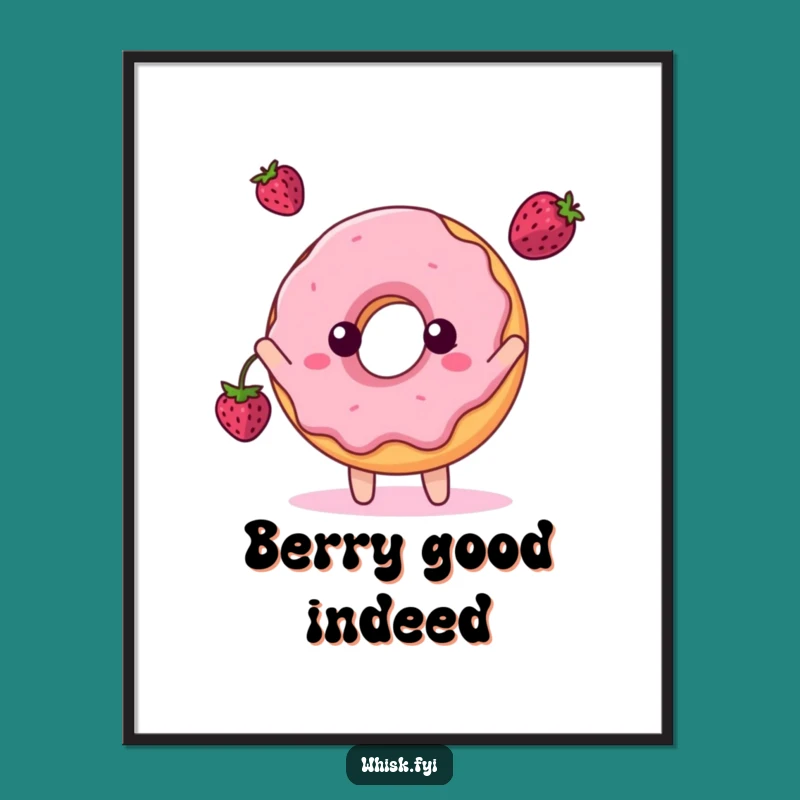 Funny Donut Berry Toss Poster - Hilarious Playful Art Gift