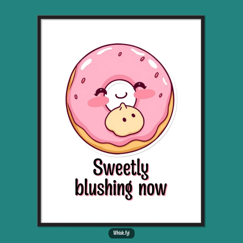 Funny Donut Blushing Poster A Sweet Shy Baking Art Gift