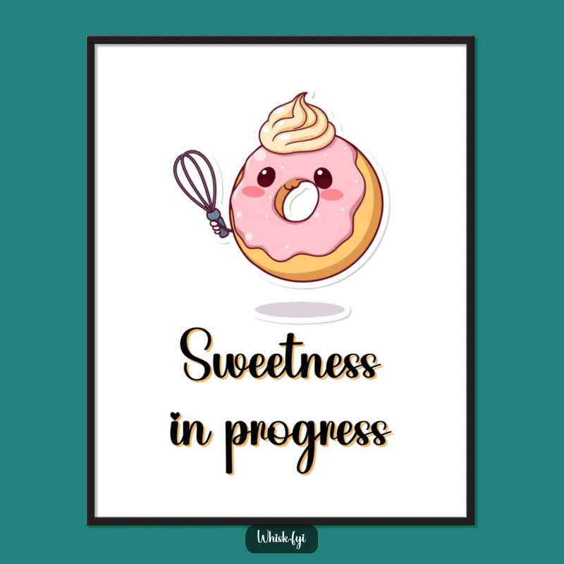 Funny Donut Frosting Poster: Whimsical Pastry Character Wall Art Funny Gift Idea