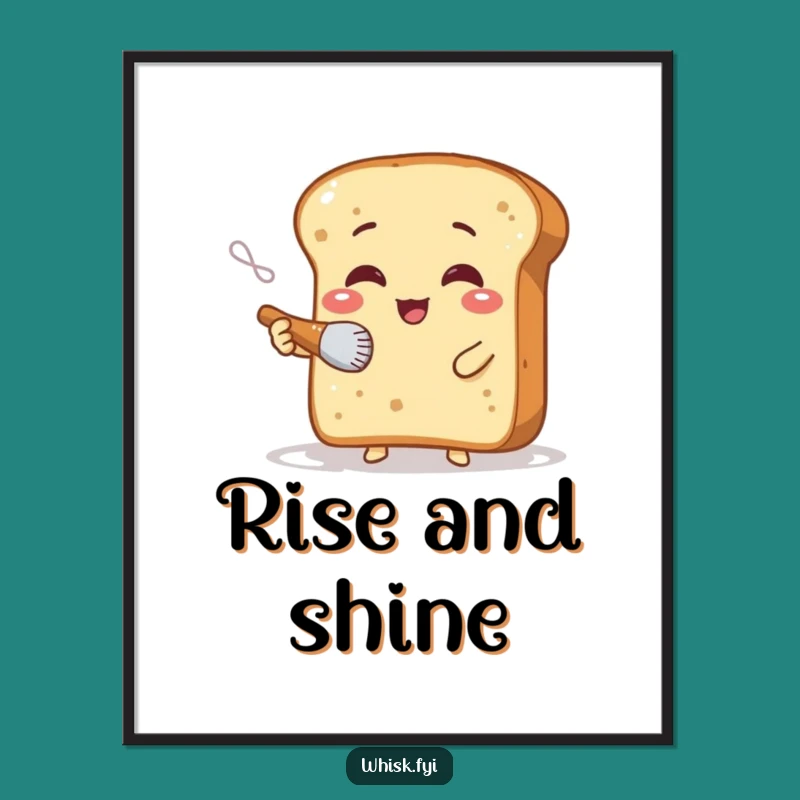 Funny Giggling Bread Art Poster: Flour Dusting Baker, Whimsical Kitchen Decor Gift