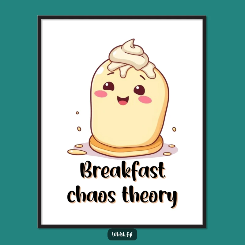 Funny Pancake Flip Poster: Breakfast Wall Art, Hilarious Foodie Decor Gift
